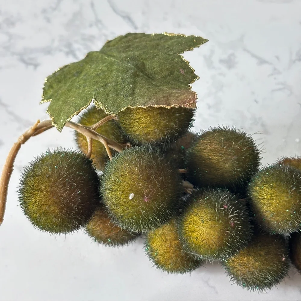 Set of two artificial beaded/ sugared grapes in greens